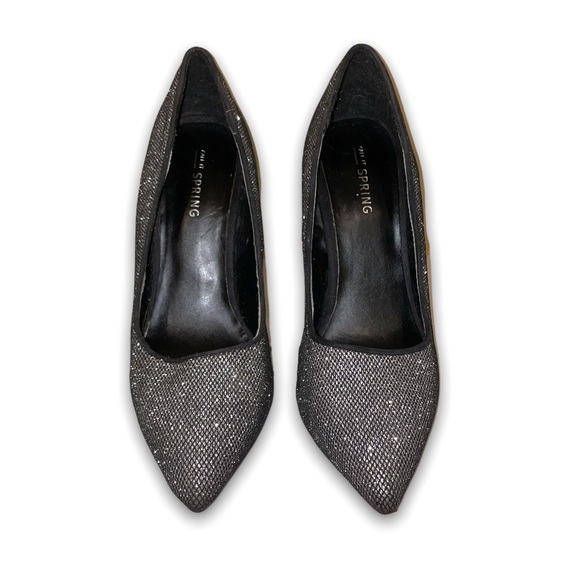 Call it Spring Black and silver glitter fabric pumps - Picture 1 of 3